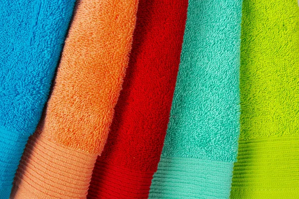 Colorful Towels Isolated White Background Close — Stock Photo, Image