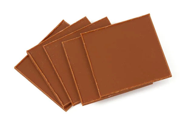 Finas Rebanadas Chocolate Aisladas Fondo Blanco Vista Superior —  Fotos de Stock