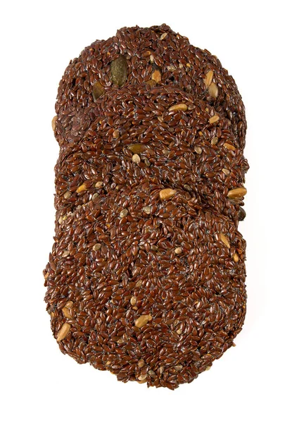 keten tohumu krakerleri beyaz arkaplanda izole edilmiş, üst görünüm