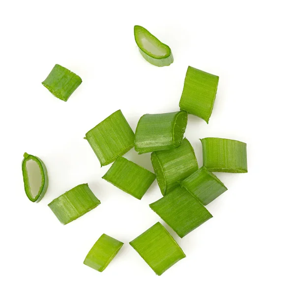 Spring Onion Sliced Salad Seasoning Isolated White Background Close — Fotografia de Stock