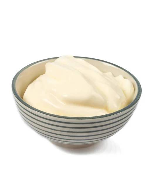 Sour Cream Bowl Isolated White Background — Stock Photo, Image