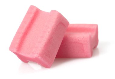 bubble gum cubes isolated on white backgroud