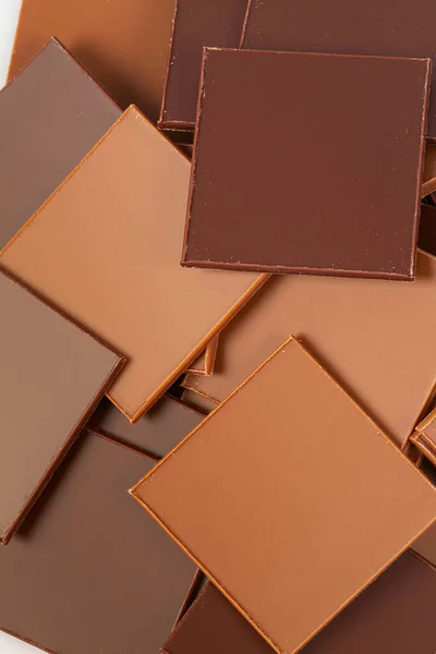 Thin Slices Chocolate Isolated White Backrgound — Stock Photo, Image