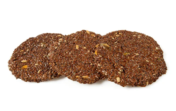 Flaxseed Crackers Isolated White Background — 图库照片