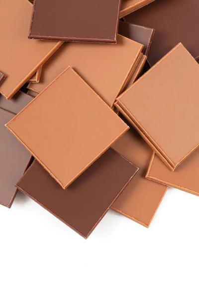 Tunna Skivor Choklad Isolerad Vit Backrgound — Stockfoto