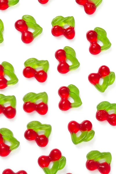 Cherry Jelly Candies Isolated White Background — Stockfoto