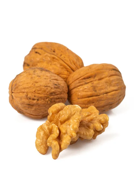 Wallnuts Isolerad Vit Bakgrund — Stockfoto