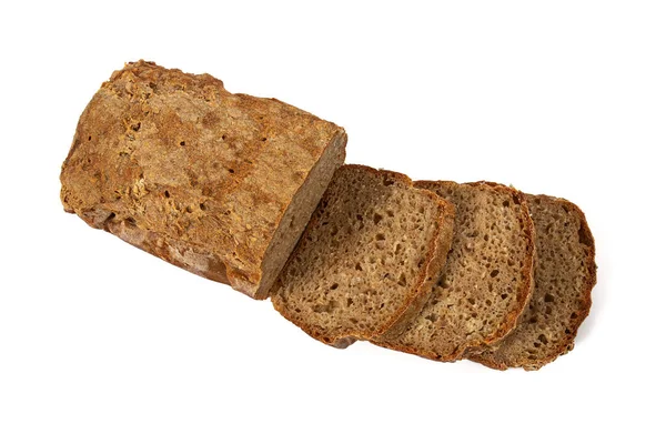 Кусочки Домашнего Ржаного Хлеба Изолированы Белом Фоне Вид Сверху — стоковое фото