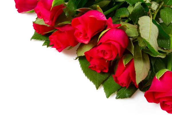 Bouquet Rose Rosse Isolato Sfondo Bianco — Foto Stock