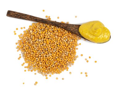 Hardal beyaz arkaplanda izole edildi, üst görünüm