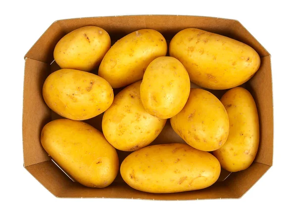 Färsk Potatis Isoalterad Vit Bakgrund Ovanifrån — Stockfoto