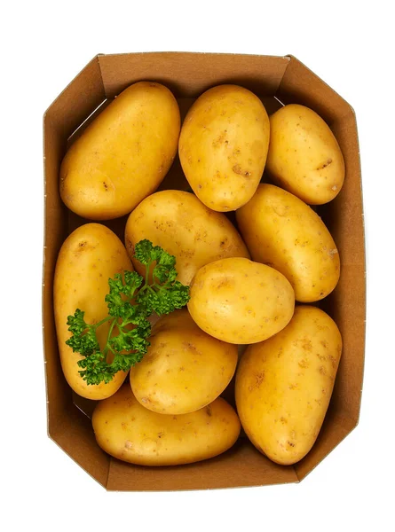 Färsk Potatis Isoalterad Vit Bakgrund Ovanifrån — Stockfoto
