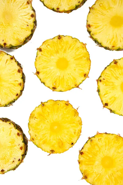 Sliced Pineapple Isolated White Background — Stock Photo, Image