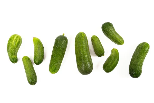 Hele Komkommers Geïsoleerd Witte Achtergrond Voedselachtergrond — Stockfoto
