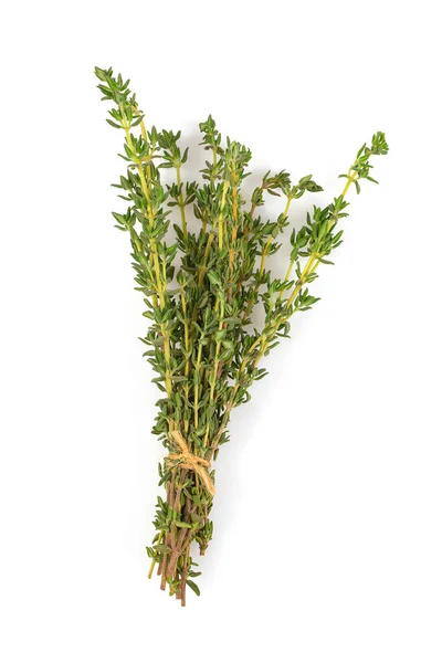 Thyme Leaves Isolated White Background Top View — Stock Photo, Image