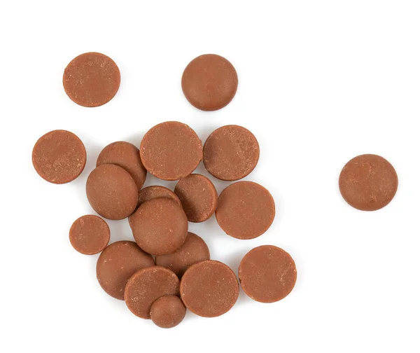 Ízletes Csokoládé Falatok Elszigetelt Fehér Alapon Felülnézet — Stock Fotó