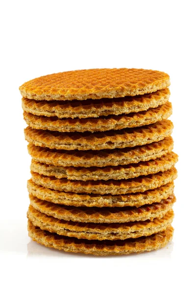 Nederlandse Wafel Geïsoleerd Witte Achtergrond — Stockfoto