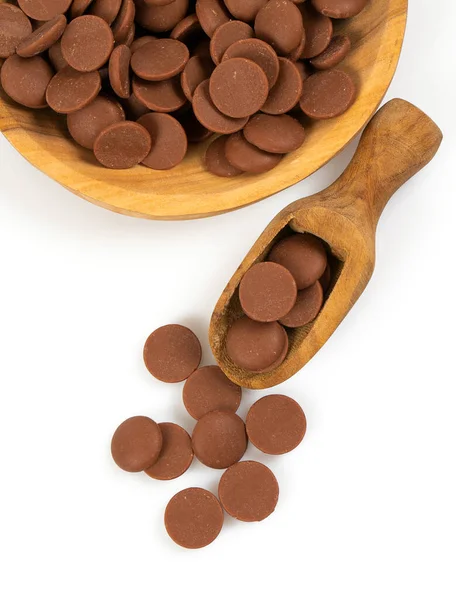Pedaços Chocolate Saborosos Isolados Fundo Branco Vista Superior — Fotografia de Stock