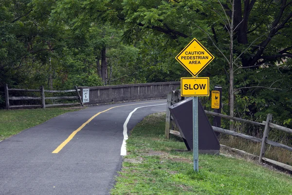 Caution - Pedestrian area — Stock Photo, Image