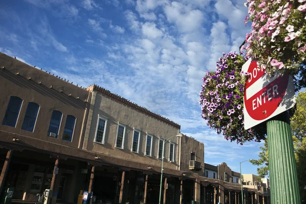 No entrar signo en teh centro de Santa Fe — Foto de Stock