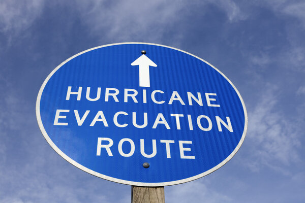 Hurricane evacuation route sign