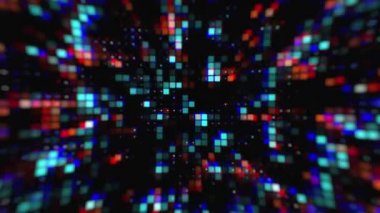 Turuncu ve turkuaz renkli küplerle donatılmış yüksek teknoloji ürünü.