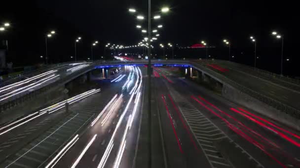 Движение Автомобилей Дороге Большого Города Время Истекло — стоковое видео