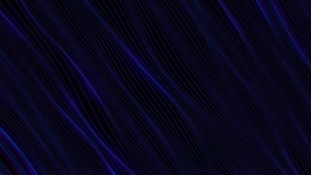 Фон Движущимися Точками Полосками Синий Фиолетовый Черном Фоне — стоковое видео