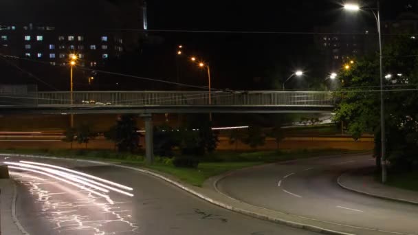 Movimento Carros Estrada Cidade Luzes Carro Transporte Faróis Lapso Tempo — Vídeo de Stock