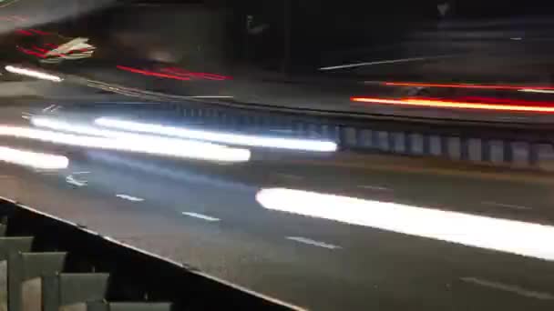 Night Lights Headlights Cars City Time Lapse — Stock Video