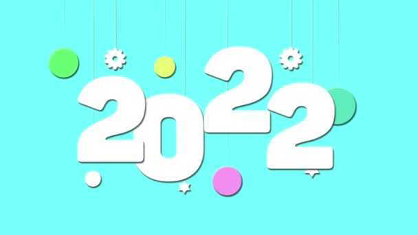 青を背景にした2022年の新年の映像 — ストック動画