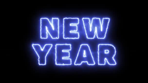 Neon Inschrijving Nieuwjaar Vakantie — Stockvideo