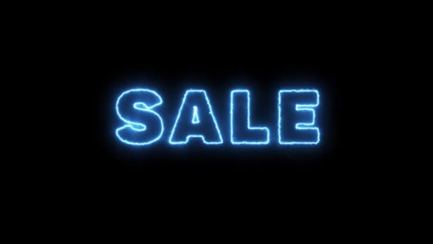 Neon Lettering Sale Black Background — Stock Video