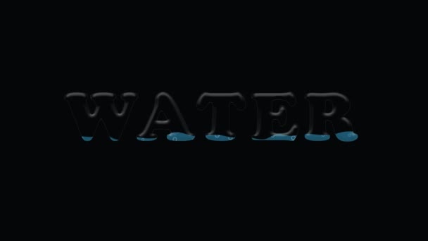 Inscription Water Filled Water Bubbles Black Background — Stockvideo