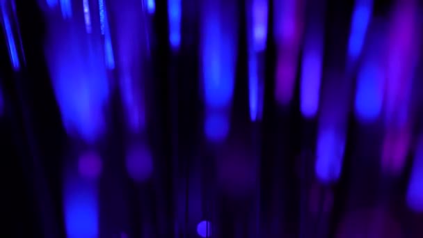 Beautiful Thin Glowing Blue Sticks Close Black Background — 图库视频影像