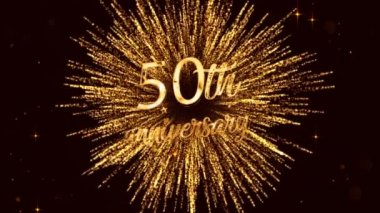 Havai fişeklerle yapılan 50 'nci yıl dönümü yazıtları, altın renkli yıldızlar.