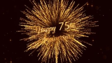 Mutlu 75 'inci yıl dönümleri. Havai fişeklerle, altın renkli yıldızlarla.
