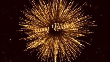 Mutlu yıllar sana havai fişeklerle, altın renkli yıldızlarla