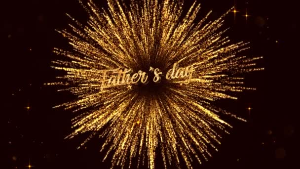 Fathers Day Lettering Fireworks Stars Gold Color — стоковое видео