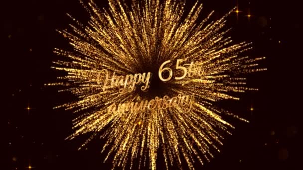 Happy Years Anniversary Lettering Fireworks Stars Gold Color — Vídeo de Stock