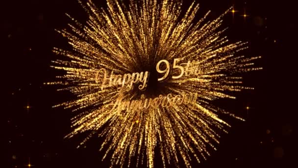 Happy Years Anniversary Lettering Fireworks Stars Gold Color — Stock Video