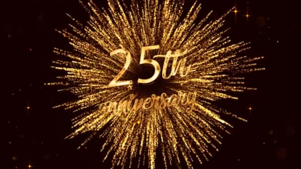 Inscription Years Anniversary Fireworks Stars Gold Color — Vídeo de Stock