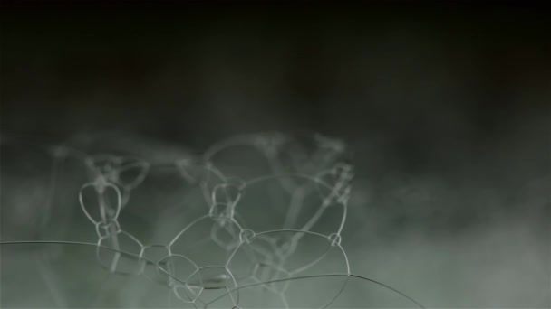 Textuur Van Zeepbellen Macro Een Zwarte Achtergrond — Stockvideo