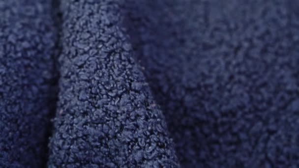 Teplá Silná Vlněná Tkanina Pro Modré Oblečení — Stock video