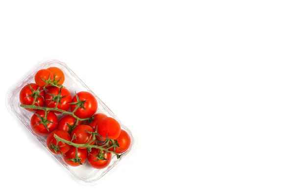 Vörös Cseresznye Paradicsom Saláta Fehér Alapon — Stock Fotó