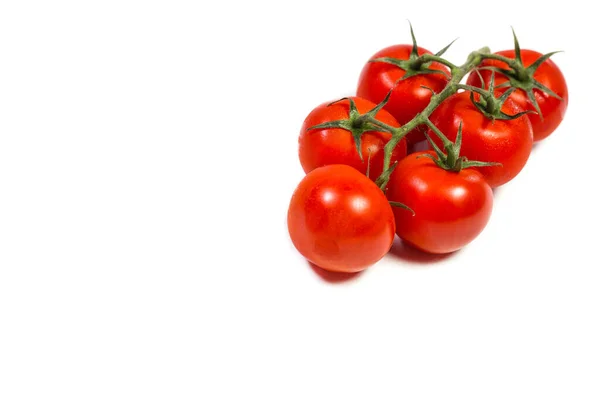 Tomates Cereja Vermelhos Salada Fundo Branco — Fotografia de Stock