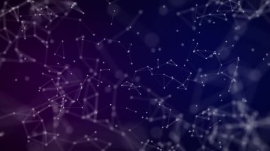 Soyut illüstrasyon arkaplan hareketi dönüşümü, gelecekteki yenilikçi teknoloji iletişim bağlantılarının plexus deseni üzerindeki titreşen ışık ile, nokta hattı merkezden uzaklaşır