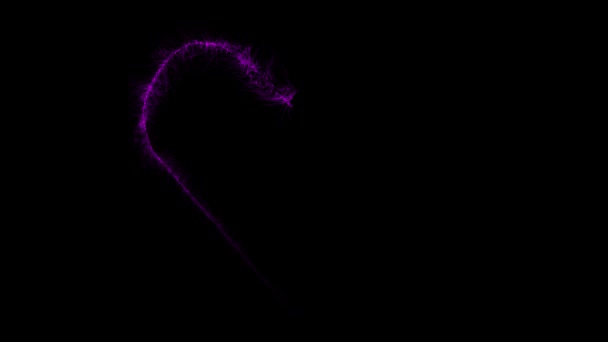 Анимация Неонового Фиолетового Сердца Которое Паразитирует Альфа Канал — стоковое видео