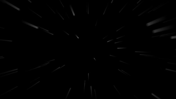 Lichtgeschwindigkeit Animation Neonweiße Streifen Auf Schwarzem Hintergrund Fliegende Sterne Alphakanal — Stockvideo
