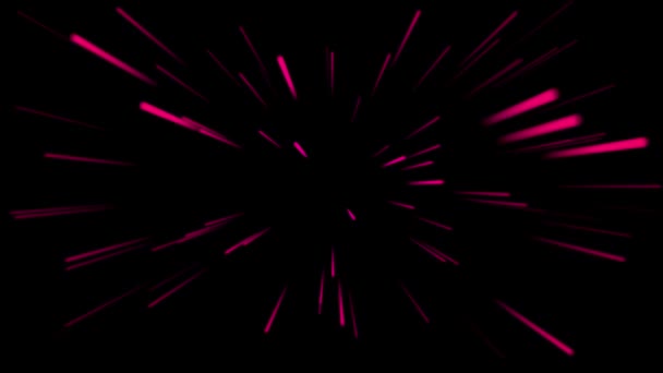 Lichtgeschwindigkeit Animation Rosa Streifen Auf Schwarzem Hintergrund Alphakanal — Stockvideo